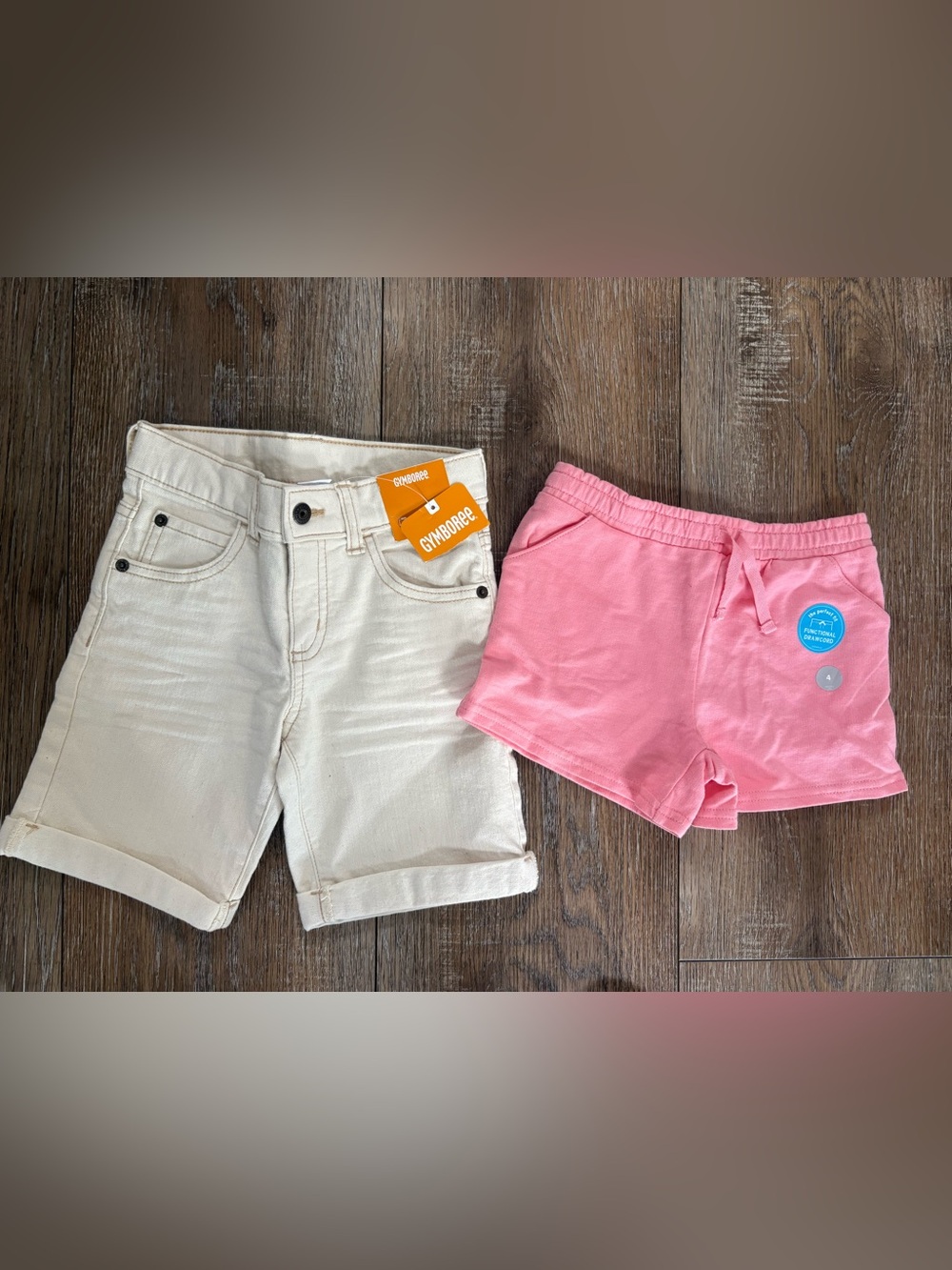 Carter's Gymboree jorts Cream and Pink Kids Shorts - 2 Pack bundle